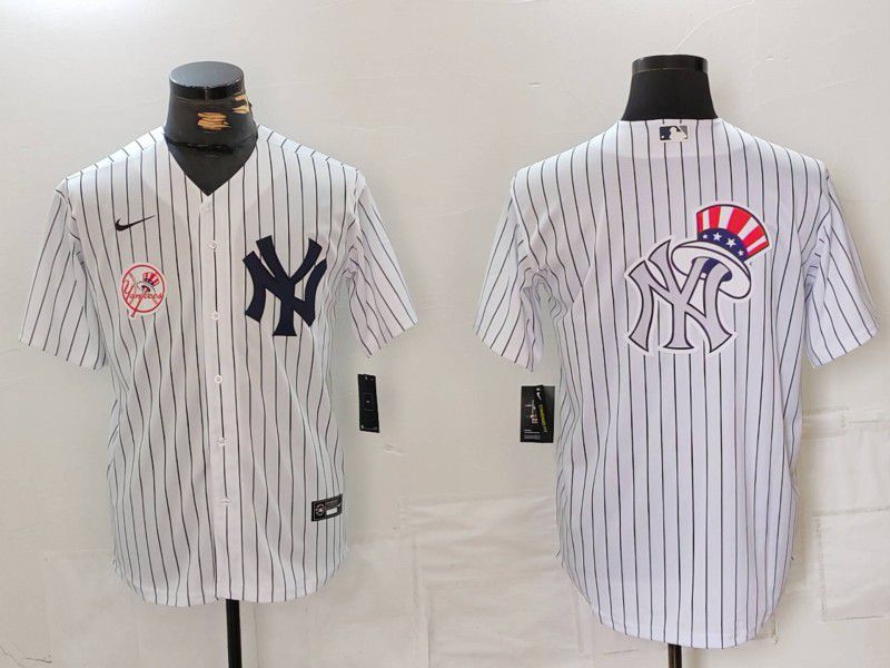 Men New York Yankees Blank White Stripe Game 2024 Nike MLB Jersey style 7